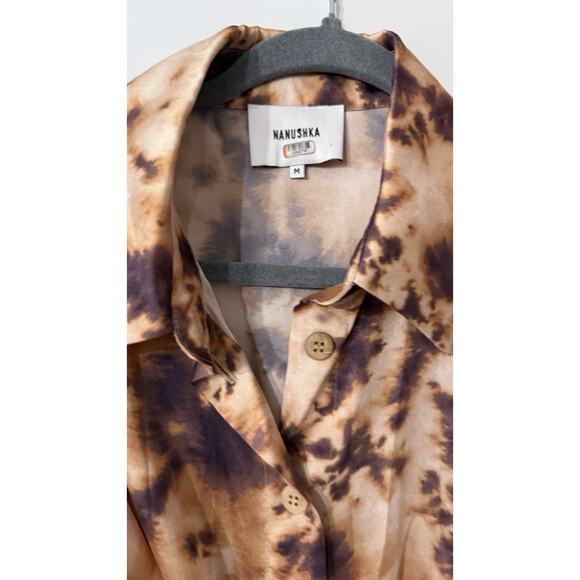 Nanushka Brown Tie Dye Bisso Dress Size Medium $550 - Picture 5 of 9